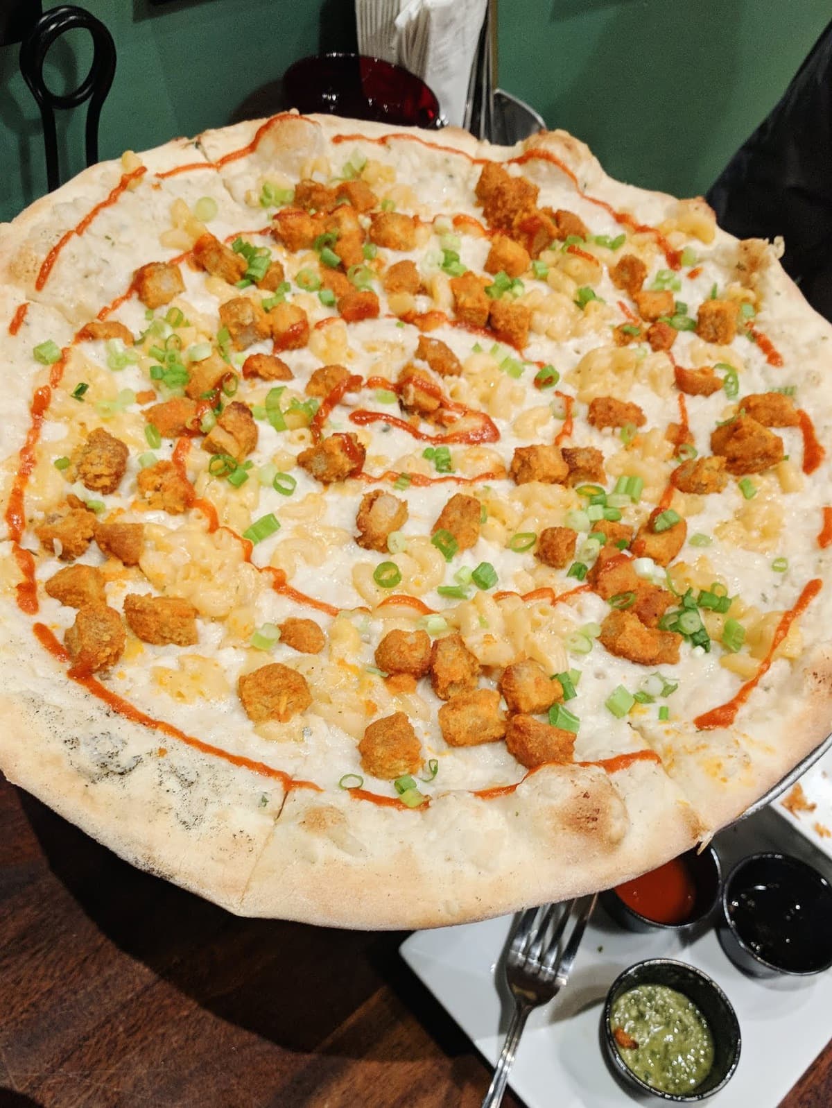 vegan nick fury pizza, flying saucer pizza co