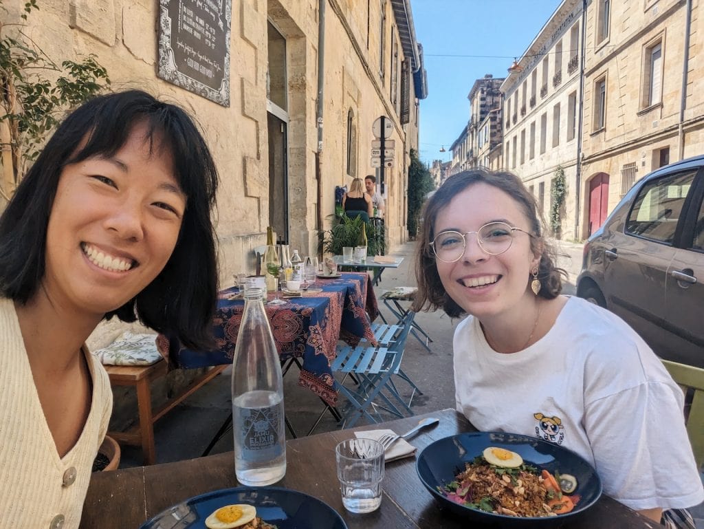 Me and my friend Alex at a restaurant in Bordeaux