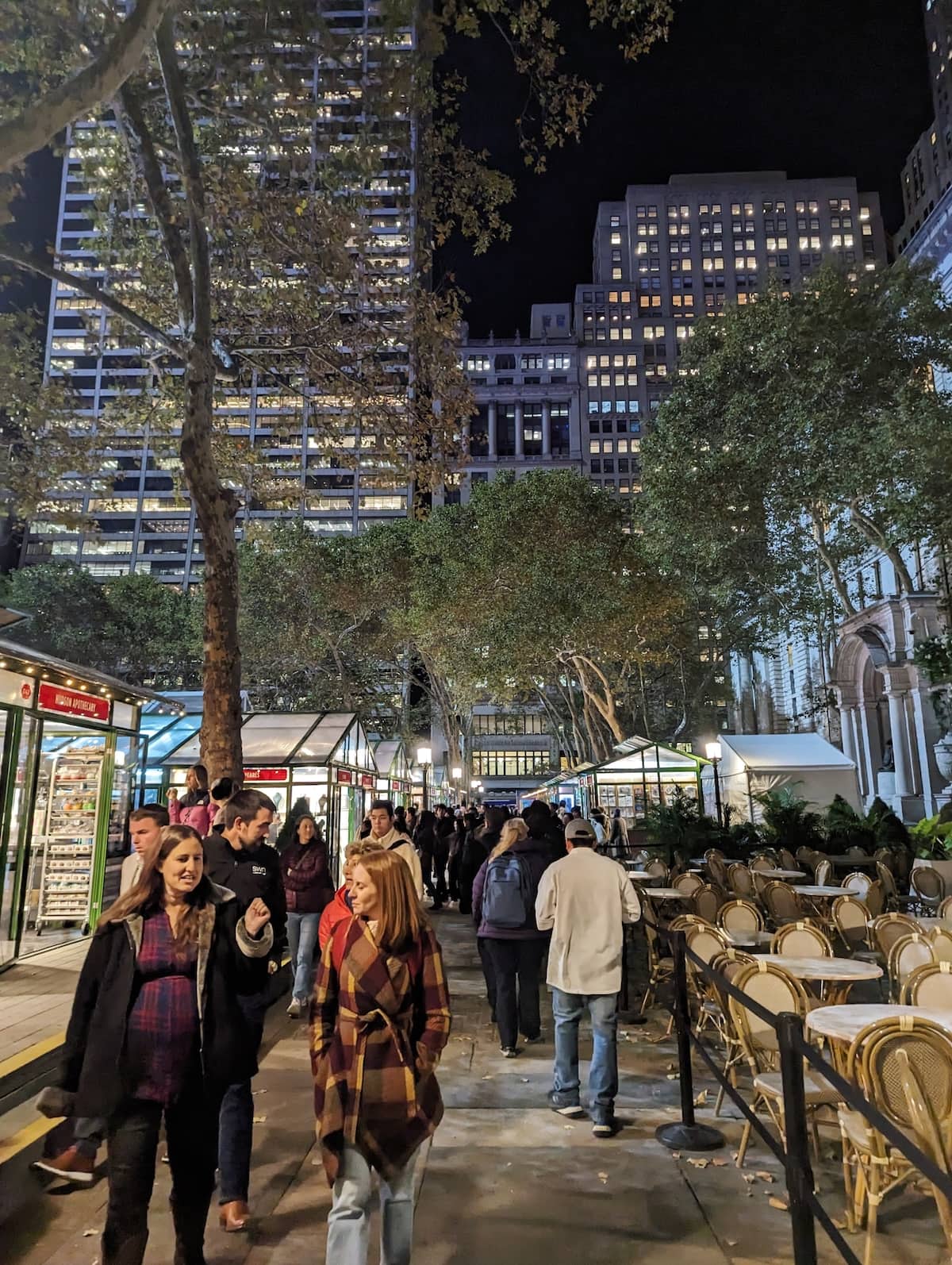 Winter Village market stands at Bryant Park