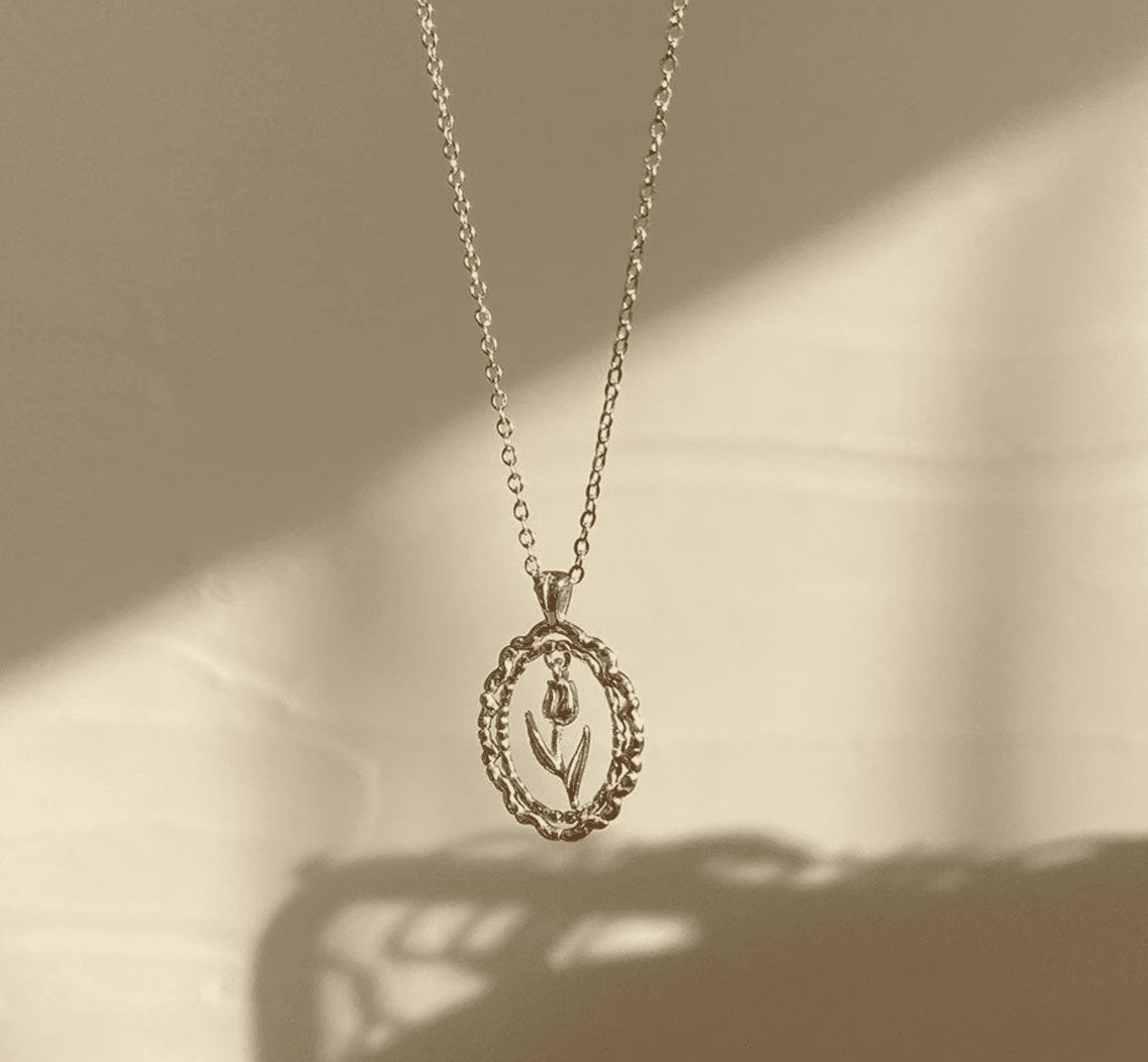 Gold tulip necklace