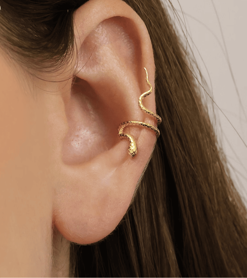 Gold snake ear cuff
