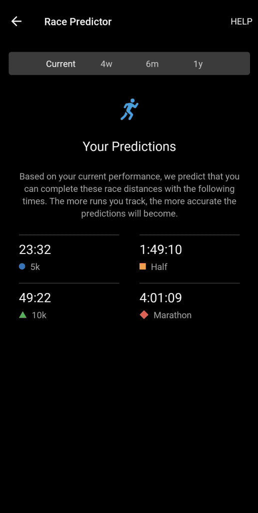 Garmin Race Predictor before Mesa Half 2024
