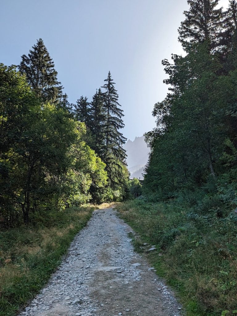 Uphill hike to the Glacier des Bossons