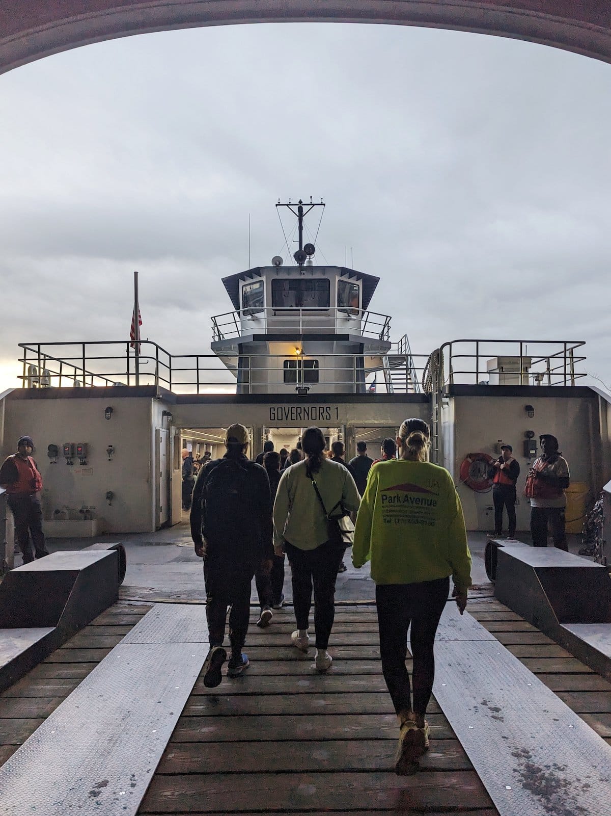Governor's Island ferry on a cloudy morning