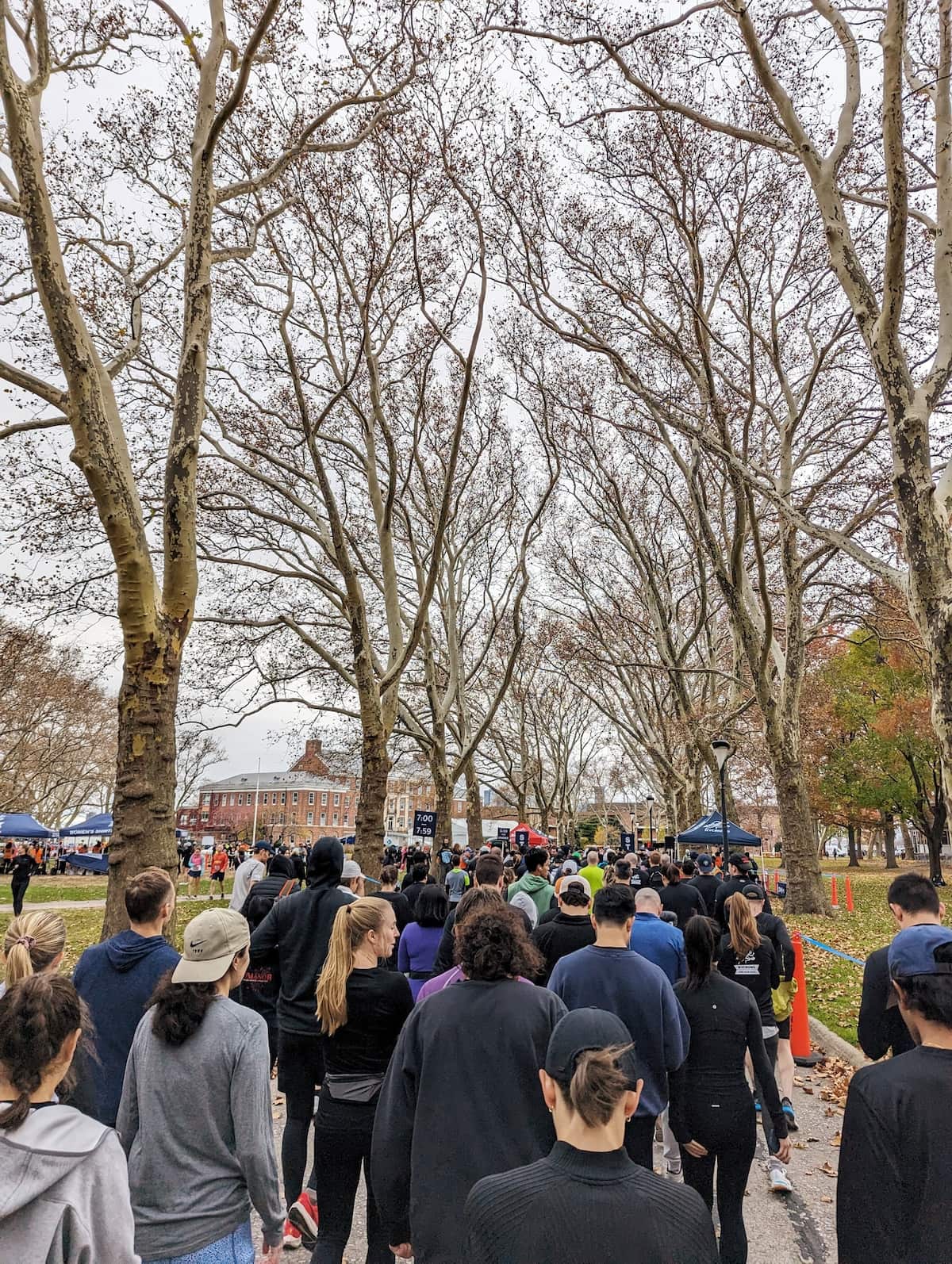 Start line of the NYCRUNS Go Nuts for Donuts 10k race
