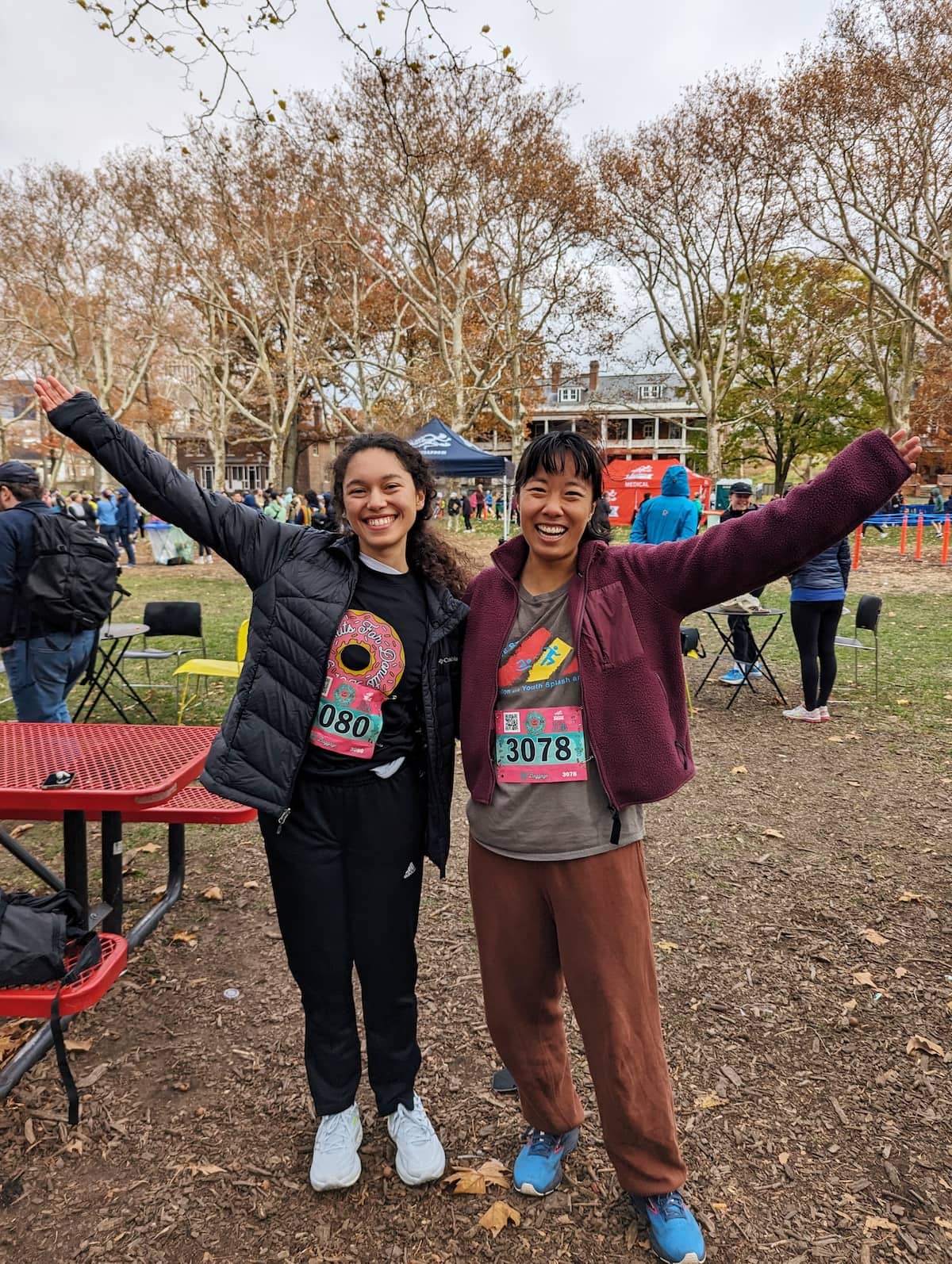Me and my friend Hana after the Go Nuts for Donuts 10k