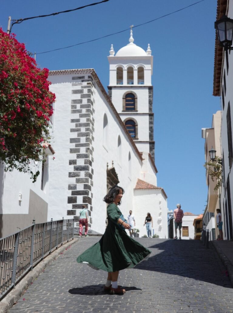 Me twirling in the Evergreen Carmen Dress by Son de Flor