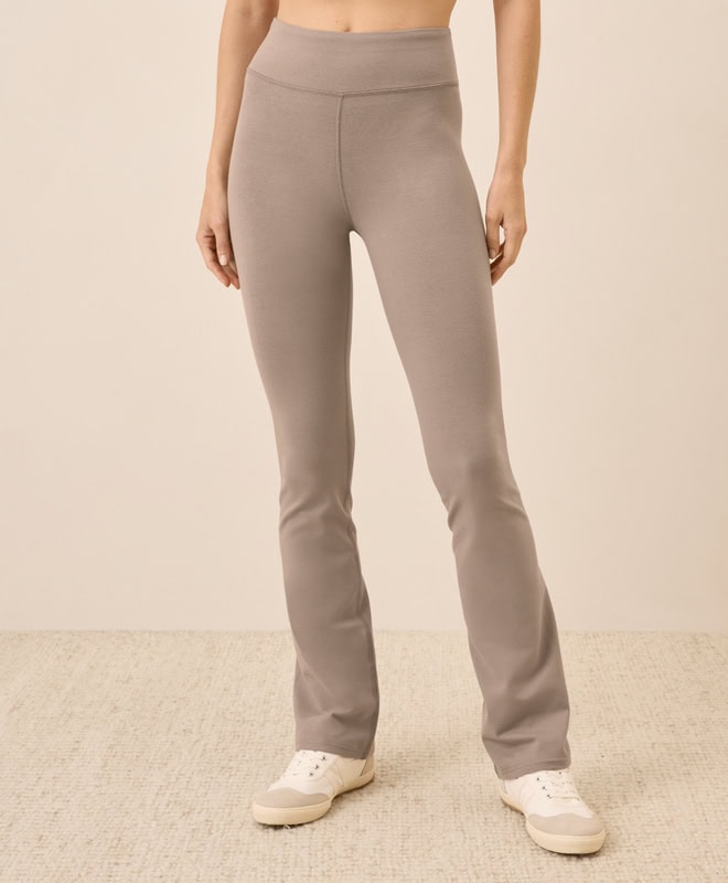 beige flared leggings