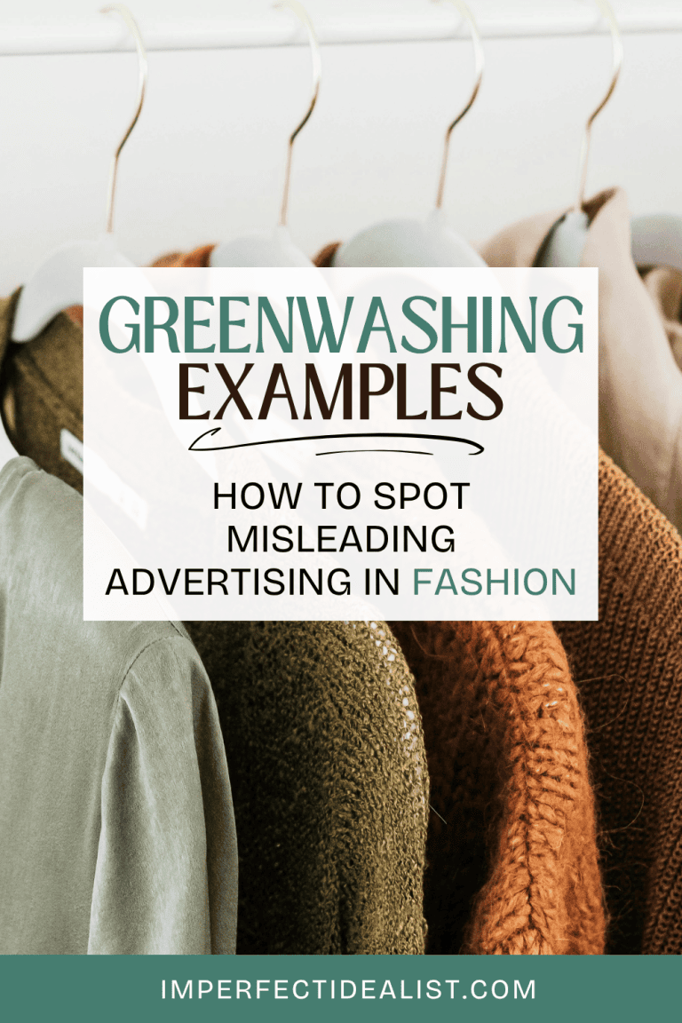 Pinterest pin that reads "Greenwashing Examples: How to Spot Misleading Advertising in Fashion"