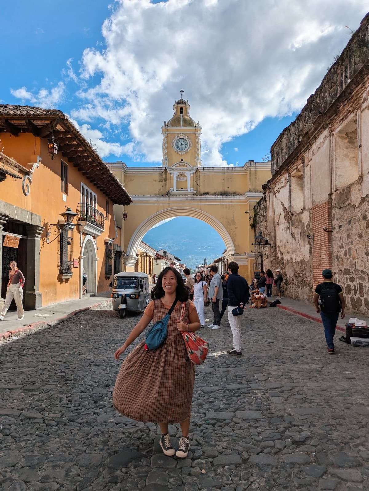 Me twirling in front of the Antigua Arch