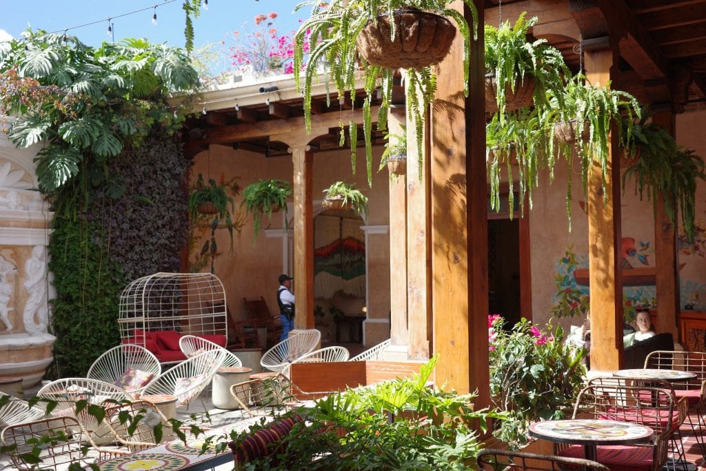 Starbucks lush seating area in Antigua