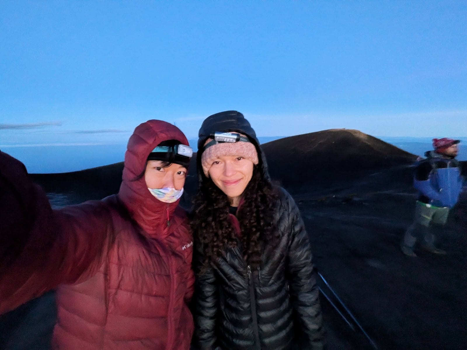 Me and my friend cold on top of Acatenango Summiy