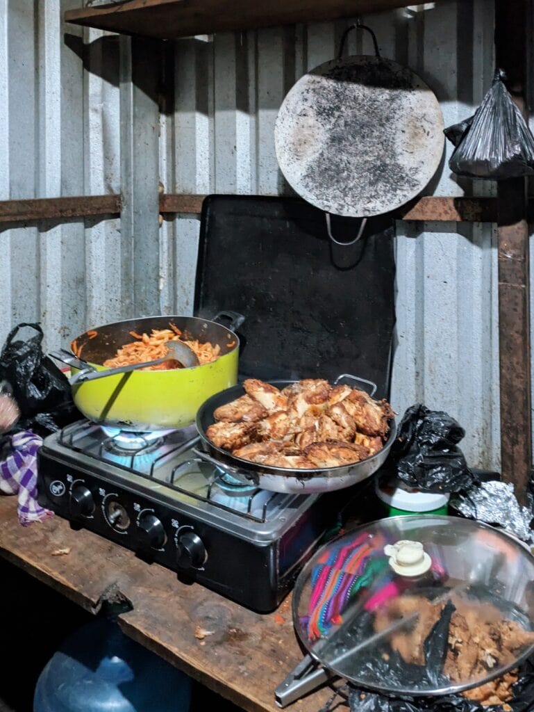 Dinner cooking at Acatenango Base Camp