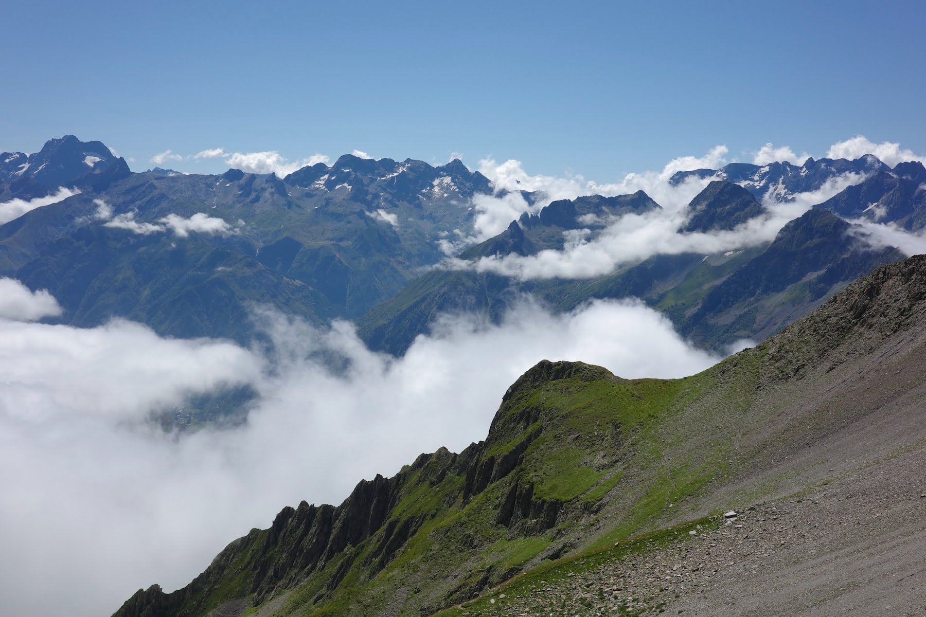 Col de la Vaurze with lots of clouds beneath us