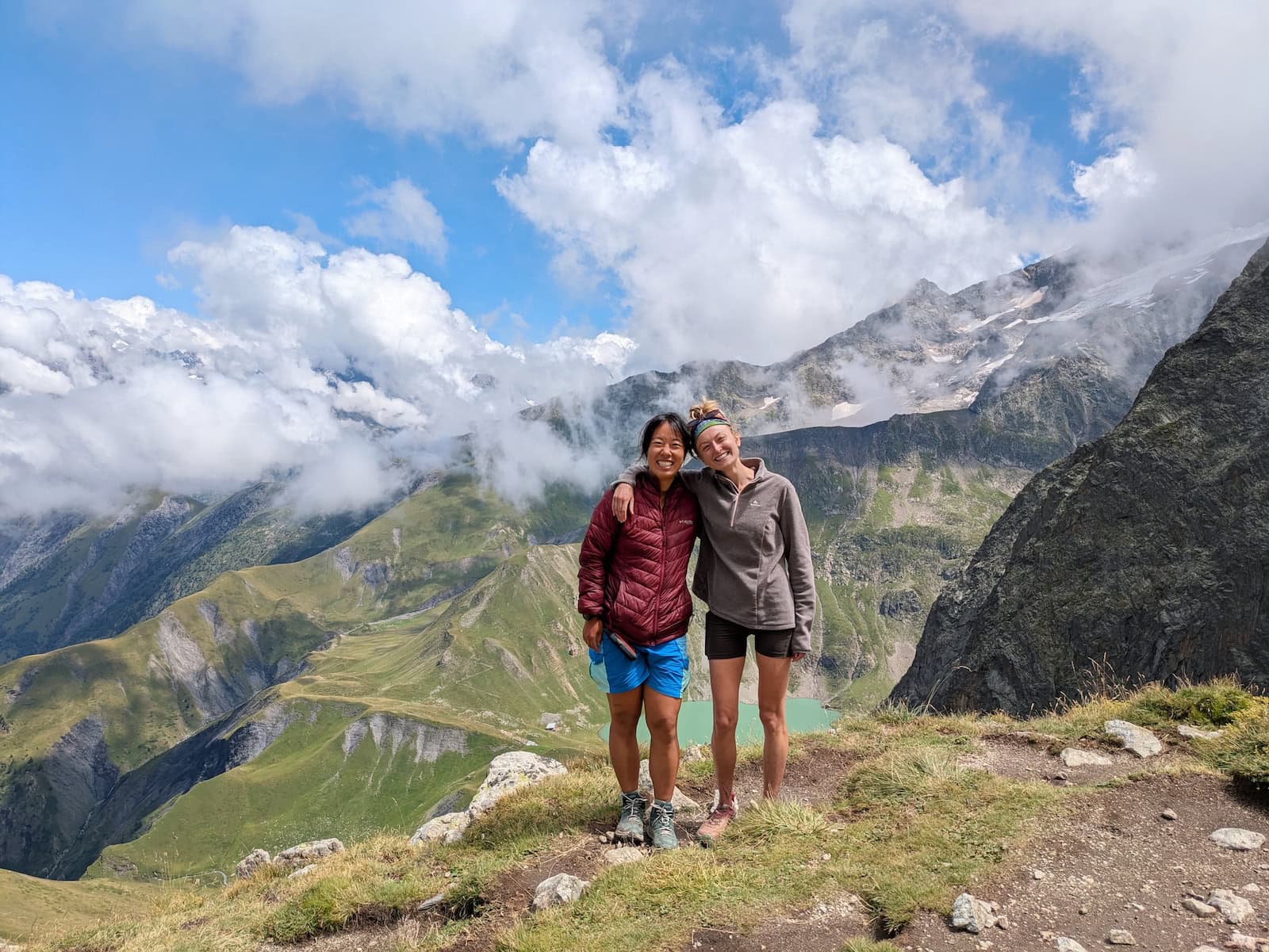 Me and Tessa posing with Lac de la Muzelle behind us