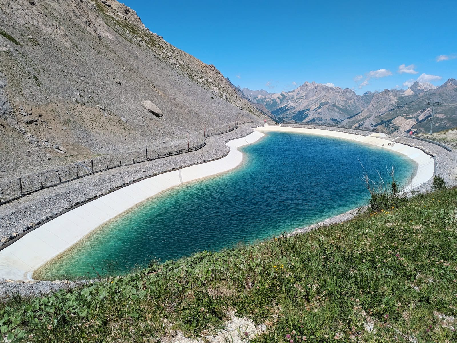 Turquoise pool at the top of Col de l'Eychauda