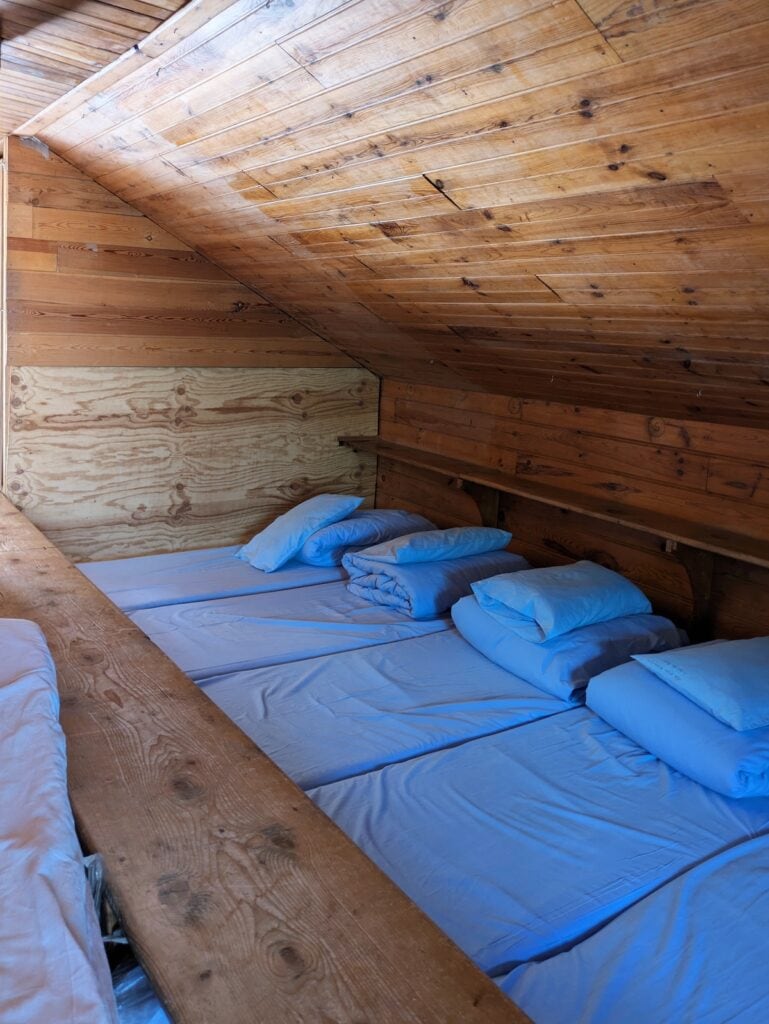 Side-by-side beds at Refuge des Bans