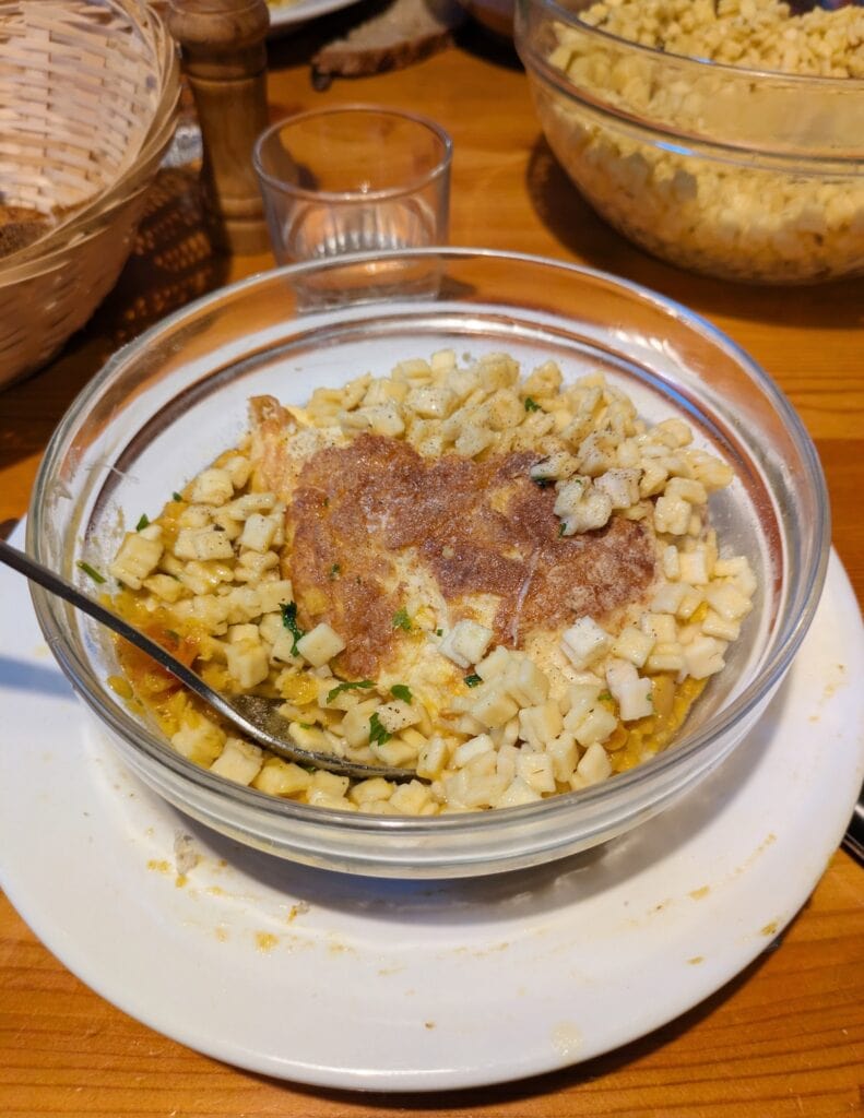 Crozets, a tiny square pasta dish, at Refuge des Souffles
