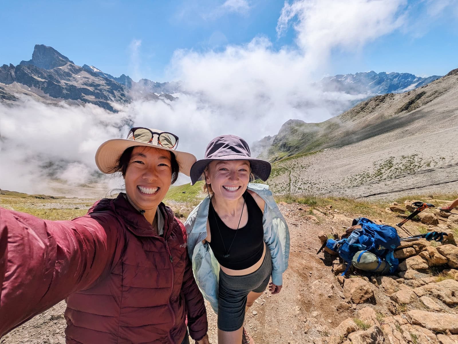 Me and Tessa taking a selfie at Col de la Vaurze peak
