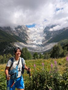 Me posing in front of Adishi Glacier