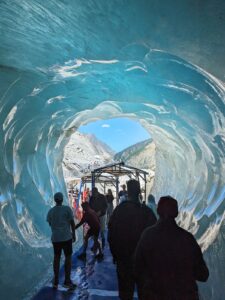 Exit/entrance of the Mer de Glace, a blue ice cave carved into a glacier