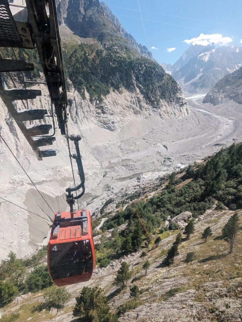 Gondola that takes you to the Mer de Glace steps