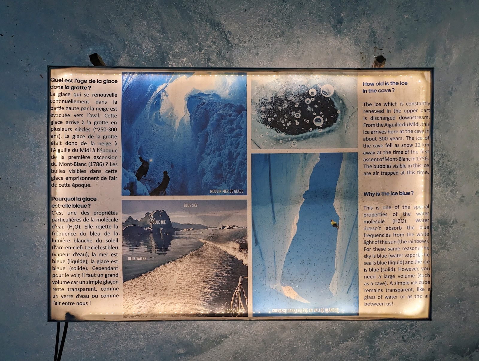 Plaque in Mer de Glace about the glacier's history
