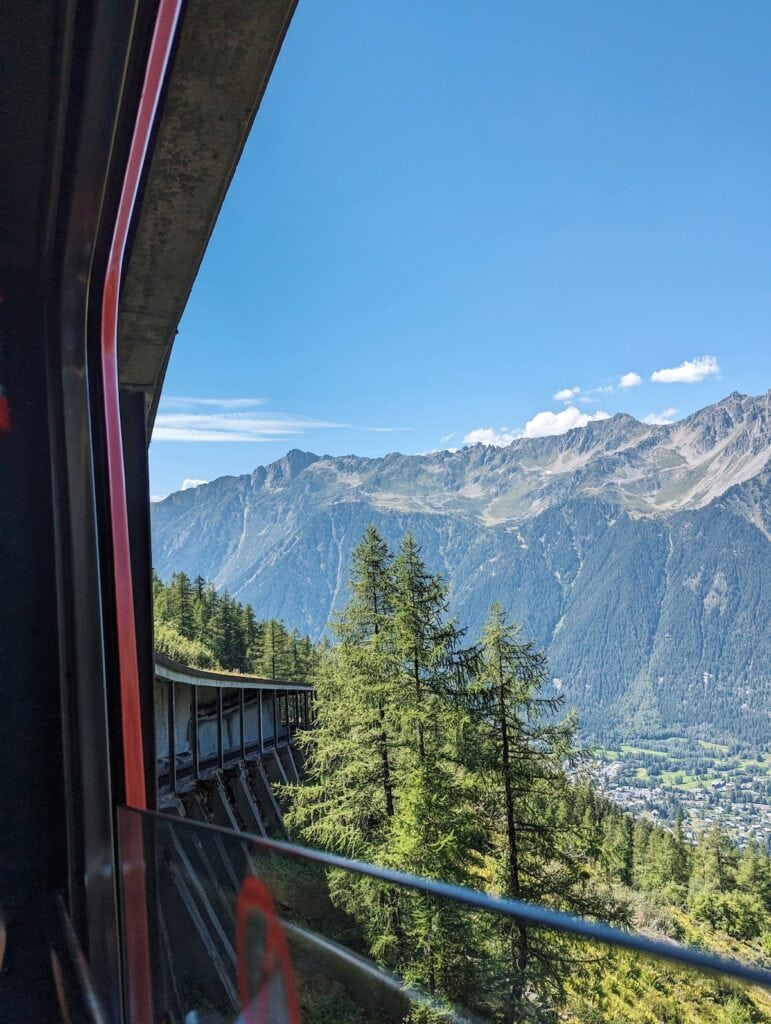 View out the window of the Montenvers train