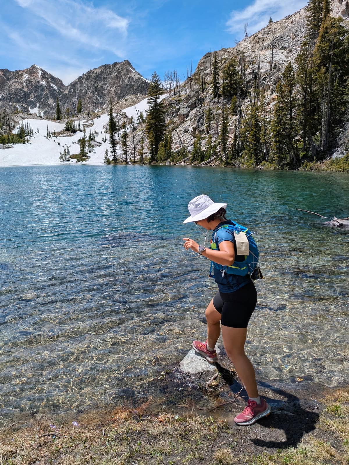 Me balancing on a small rock at Little Sawtooth Lake 